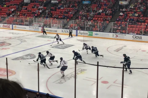 Ice hockey game; illustrative sport photography