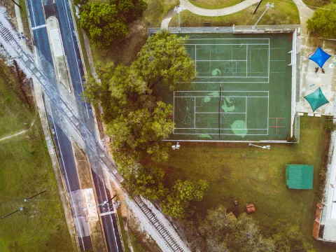 A tennis court in Austin; used as general sporting atmosphere